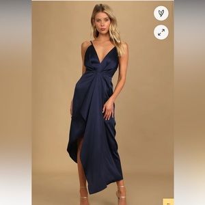 Lulus Caught Feelings Wedding Guest Dress Navy